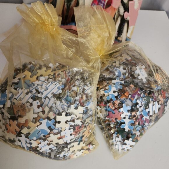 Two 1000 Pieces Large Puzzles Pretty Dogs and Coffee Cafe Scene Rolife - Picture 6 of 10